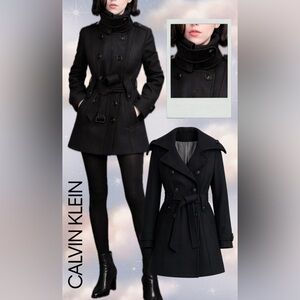 🖤 Calvin Klein Black funnel neck Trench Coat